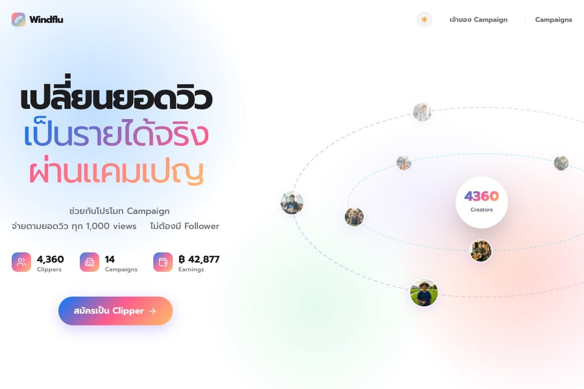 Windflu homepage showing the headline and platform usage figures